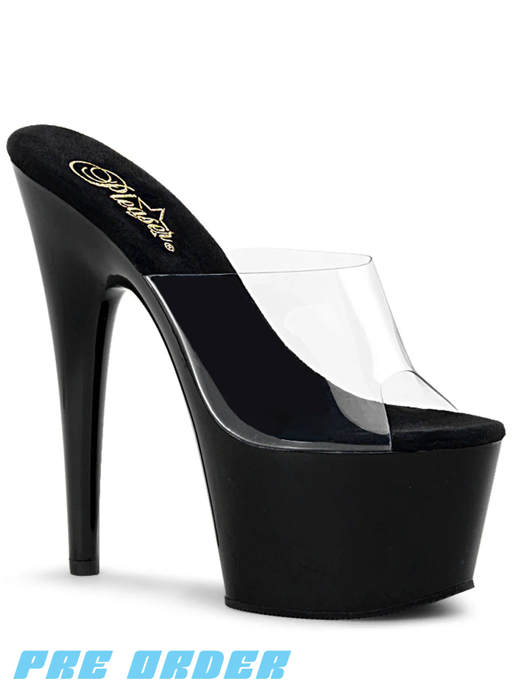 ADORE-701 HEELS - CLEAR / BLACK ✰ PRE ORDER ✰