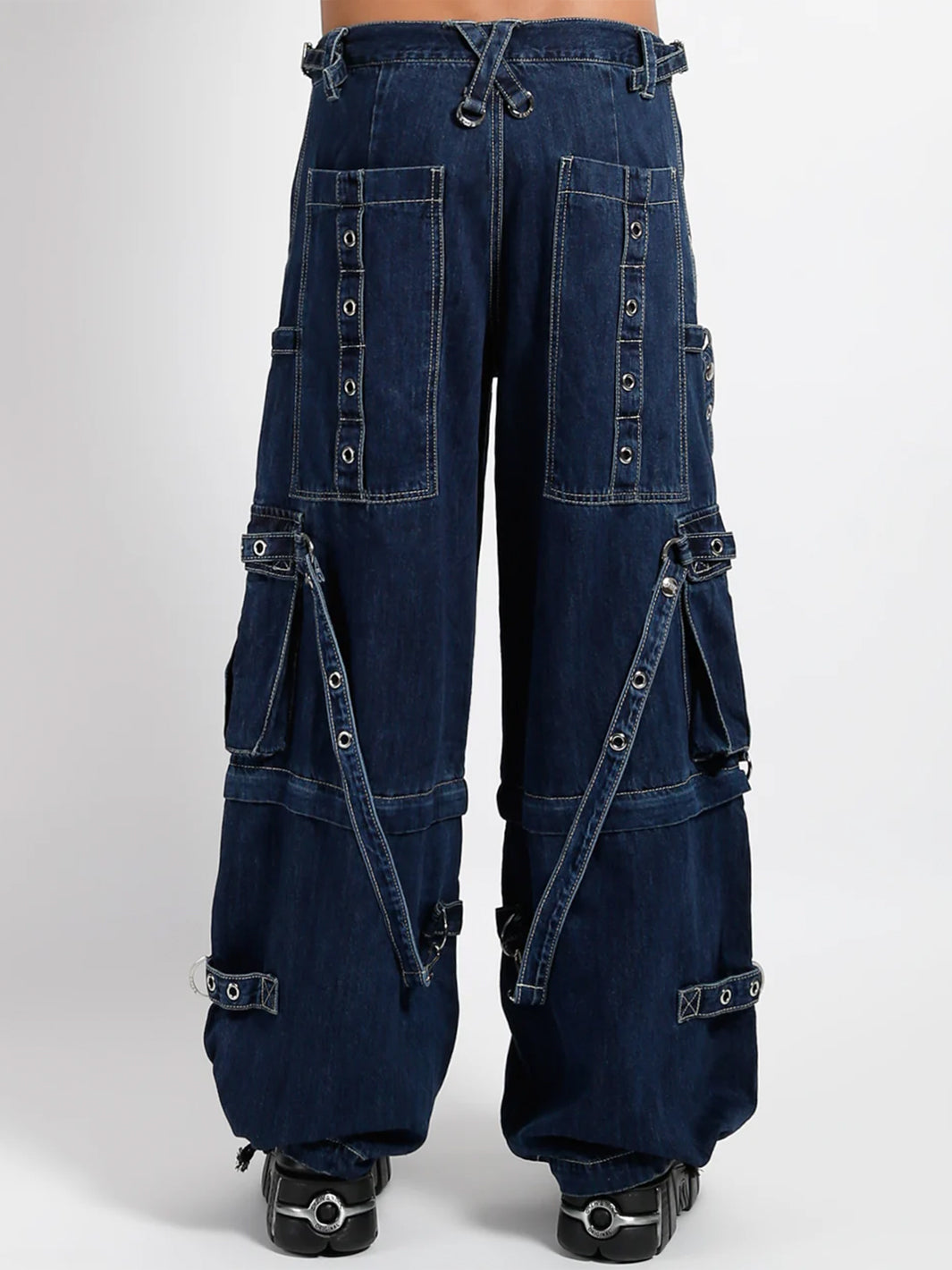 DENIM STRAP PANT - INDIGO