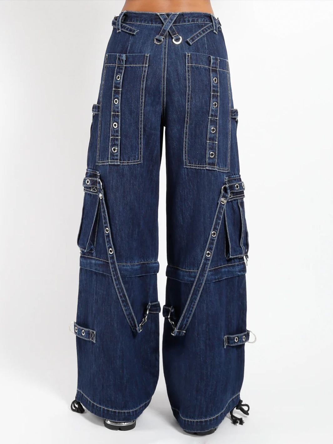 DENIM STRAP PANT - INDIGO