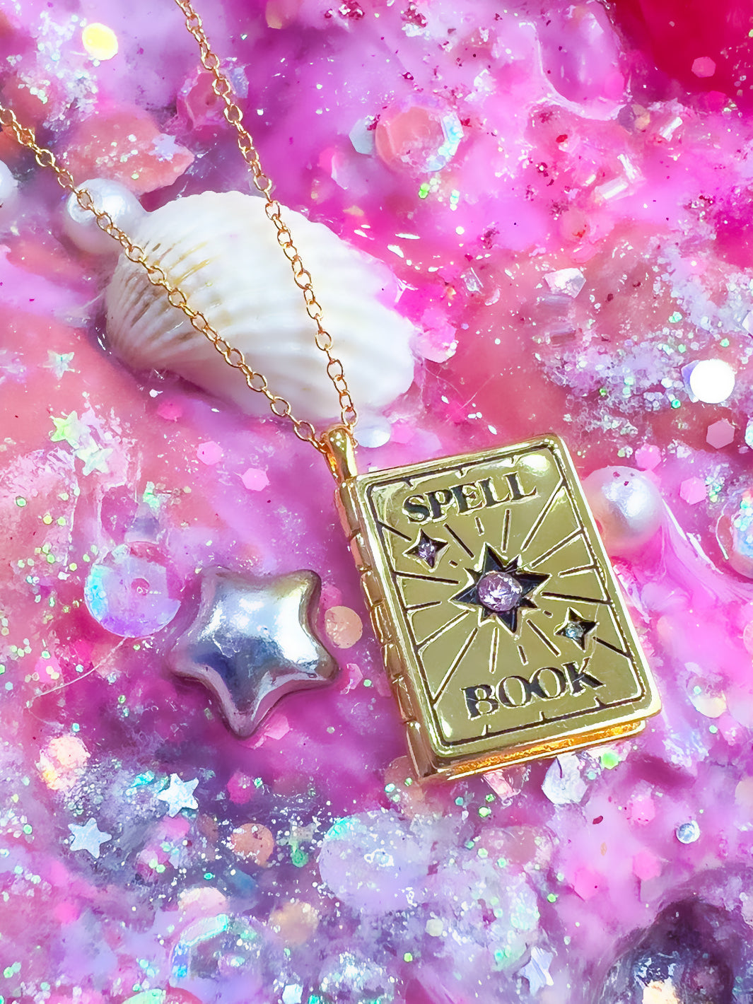 SPELL BOOK NECKLACE - 18K GOLD VERMEIL