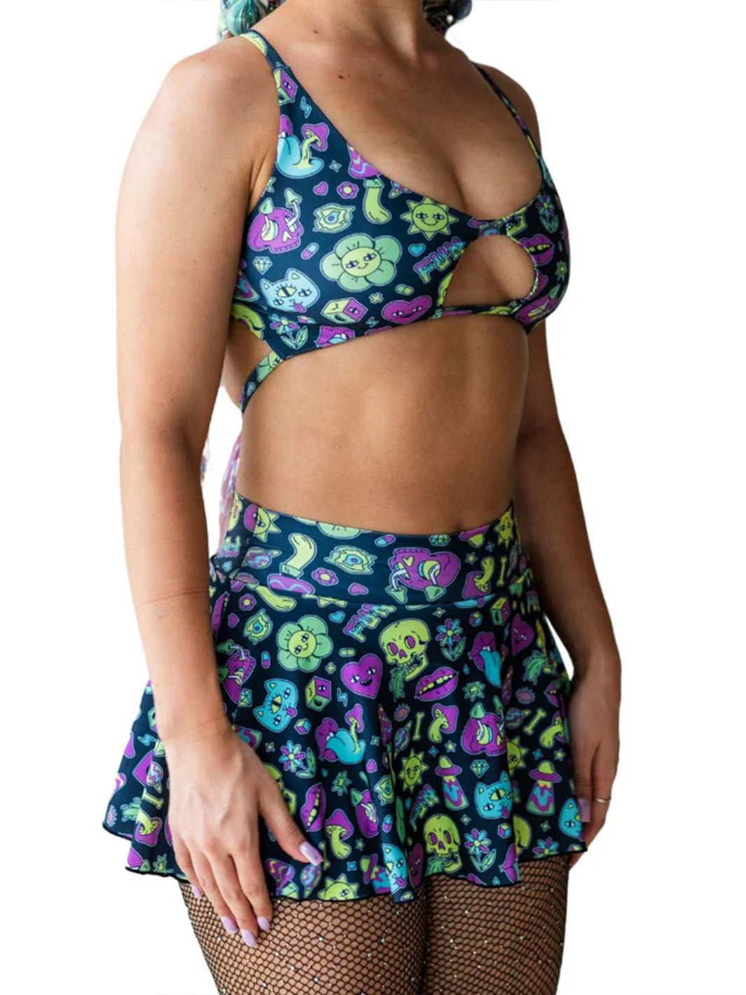 NEON TRIP CUTOUT BIKINI TOP