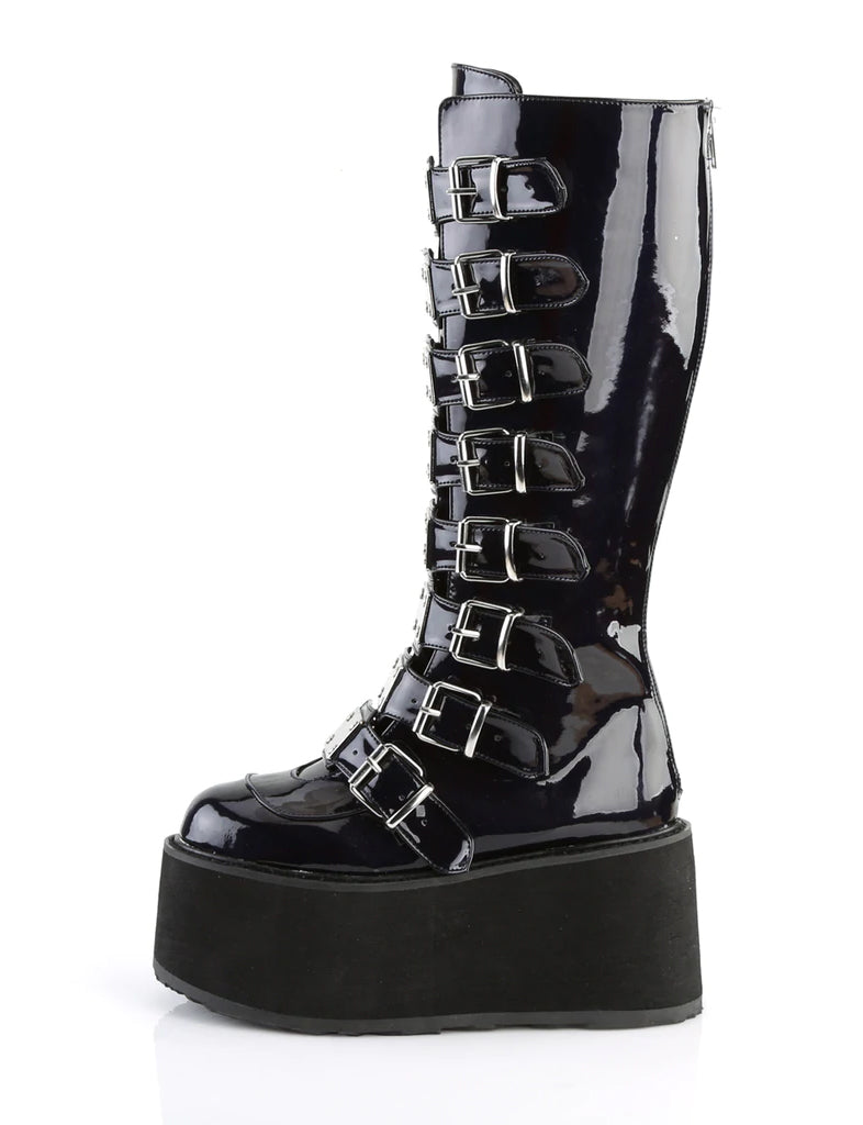 DEMONIA DAMNED-318 - BLACK HOLOGRAM VEGAN LEATHER ✰ PRE ORDER ✰