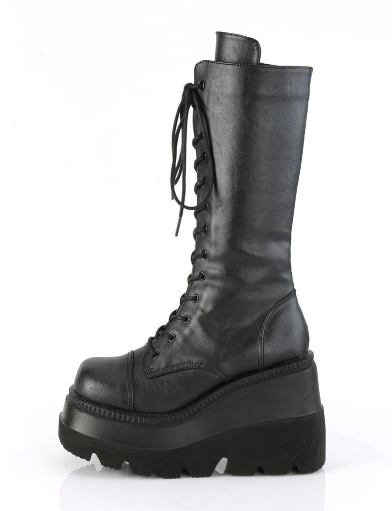 DEMONIA SHAKER 72 BOOTS - BLACK VEGAN LEATHER