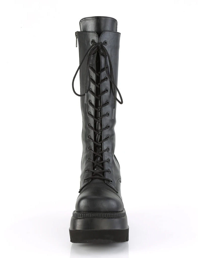 DEMONIA SHAKER 72 BOOTS - BLACK VEGAN LEATHER